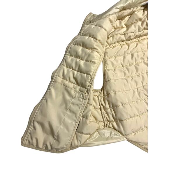 Joy Lab Shimmer Ivory Cream Off White Sleeveless Puff Zipper Vest Size Large - Picture 9 of 16